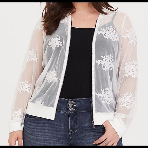 torrid Jackets & Blazers - PLUS! 2X White Sheet Mesh Torrid Jacket